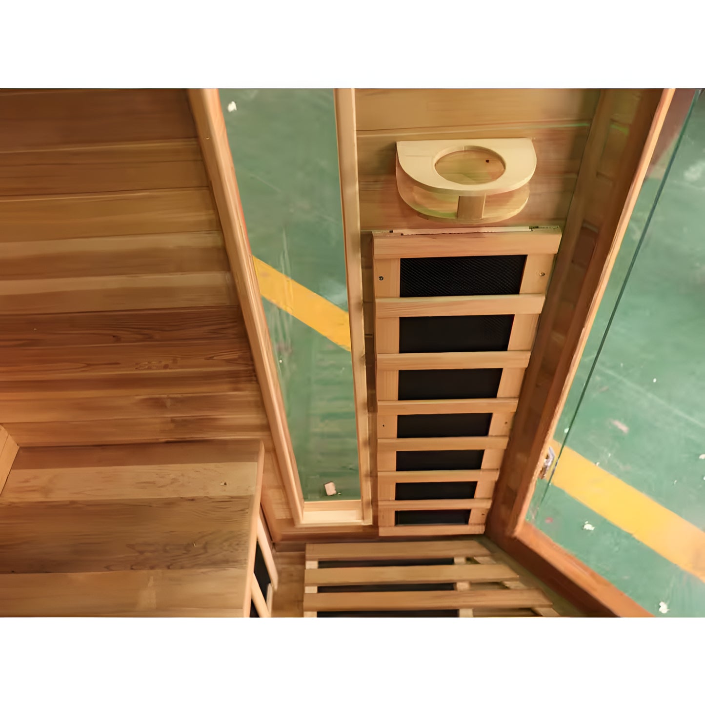 4-Person Cedar Corner Infrared Sauna with Carbon Heaters, Bluetooth Audio, Digital Controls, and Chromatherapy Lighting
