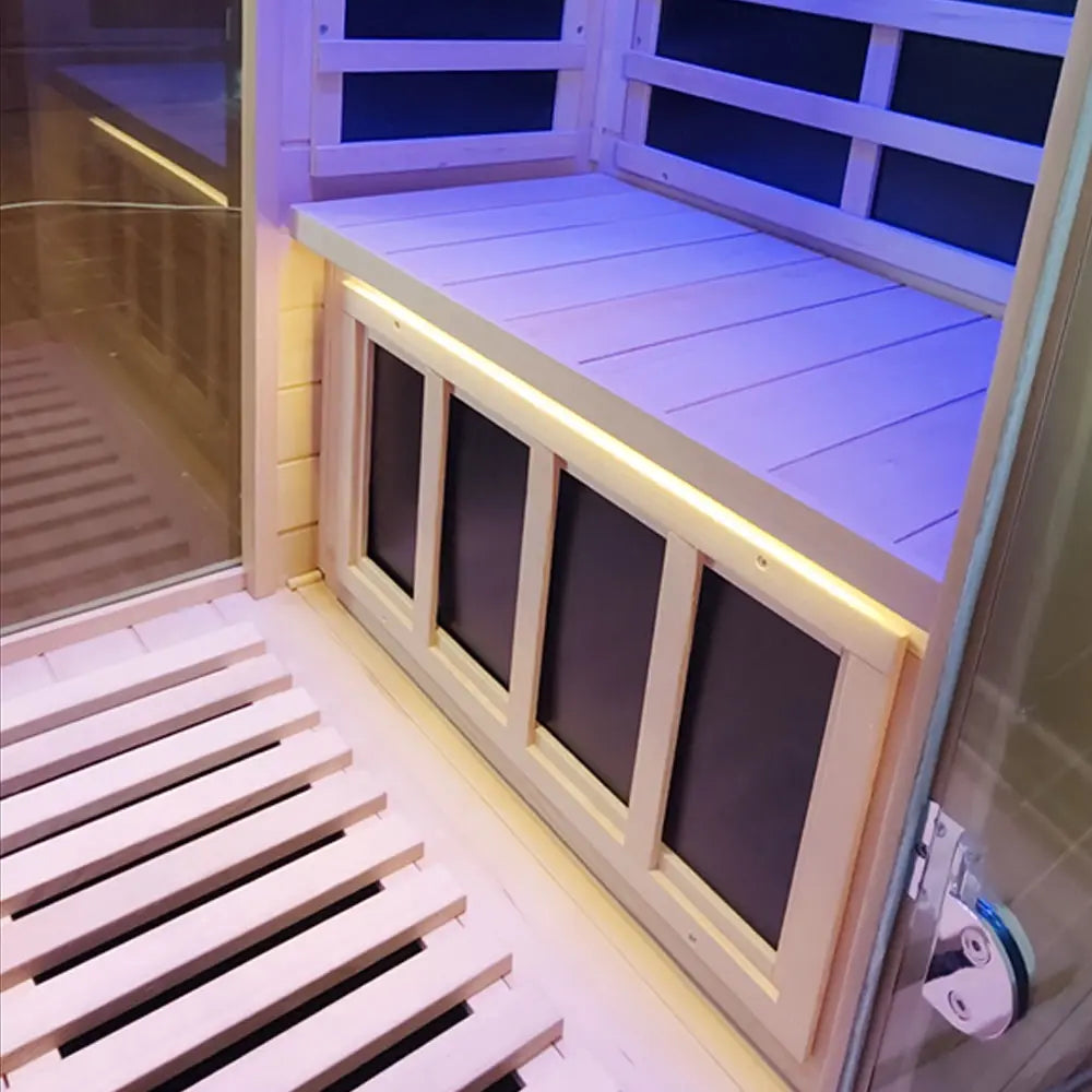 909MX Mini 1 Person Infrared Sauna 3 Sides Large glass panels