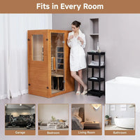 Infrared Sauna Home Sauna, Indoor Far Infrared Saunas for Home, 1 Person Canadian Hemlock Wooden Spa Room, 950W, Customized