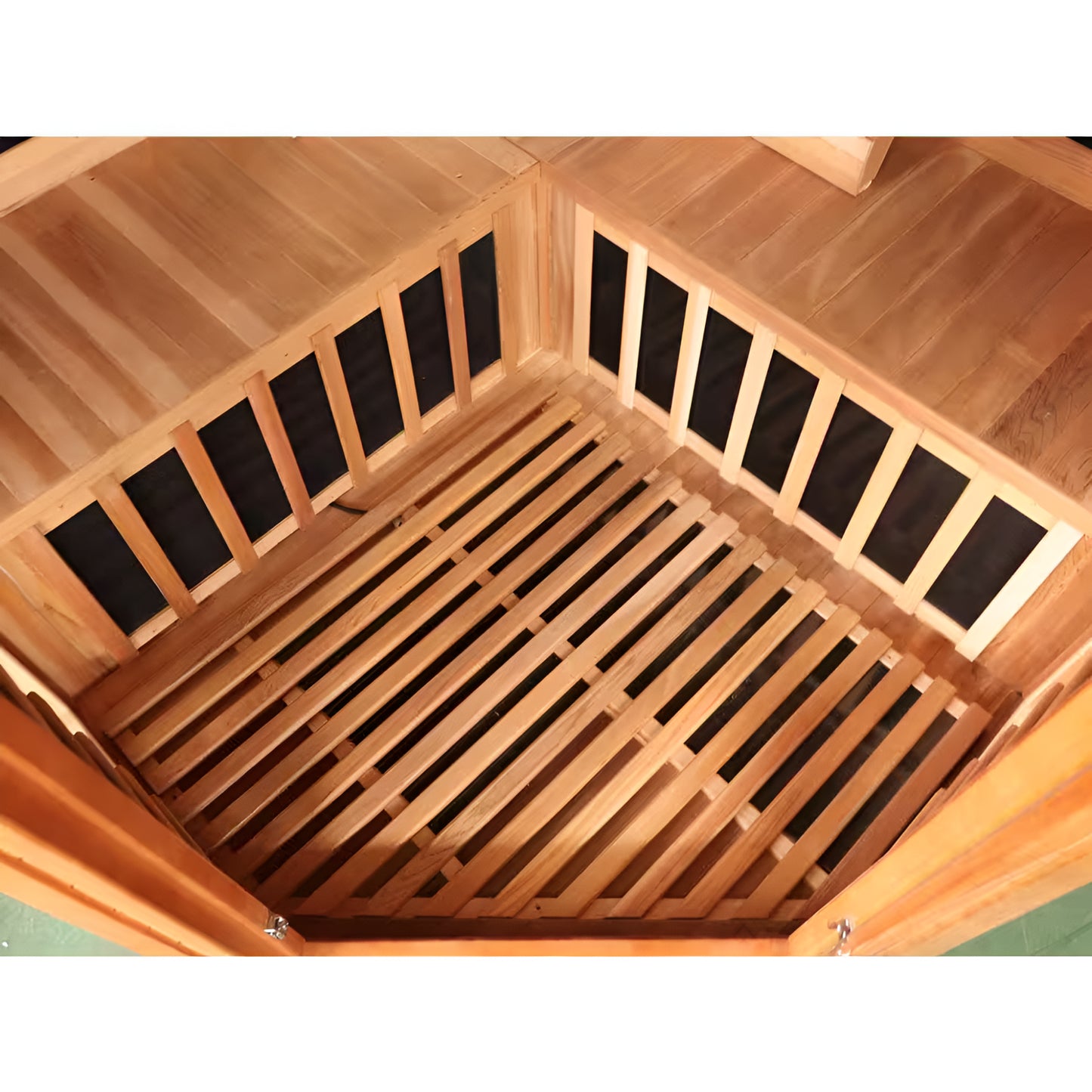 4-Person Cedar Corner Infrared Sauna with Carbon Heaters, Bluetooth Audio, Digital Controls, and Chromatherapy Lighting