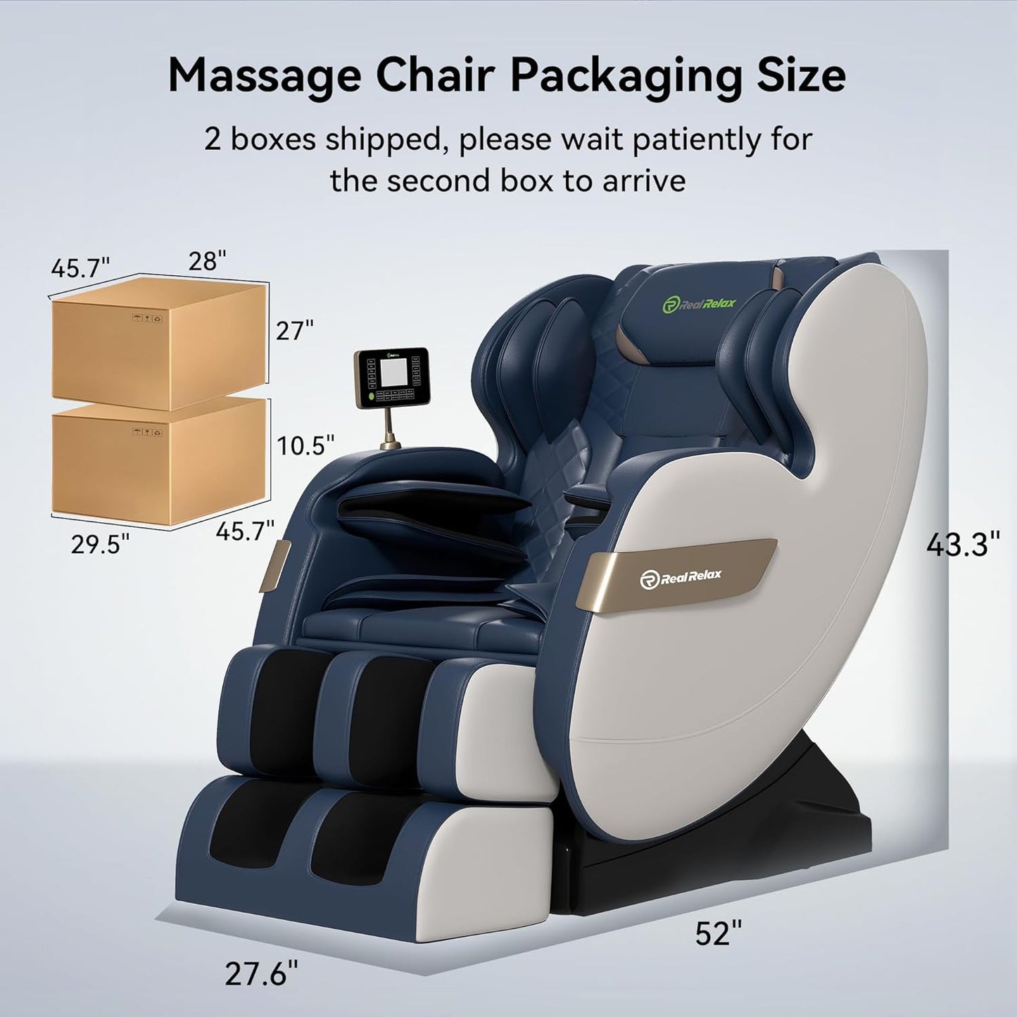 Full Body Massage Chair of Dual-Core S Track,Shiatsu Massage Recliner of Zero Gravity with APP and LCD Control,Bluetooth,Home or Office Use,Blue and Khaki