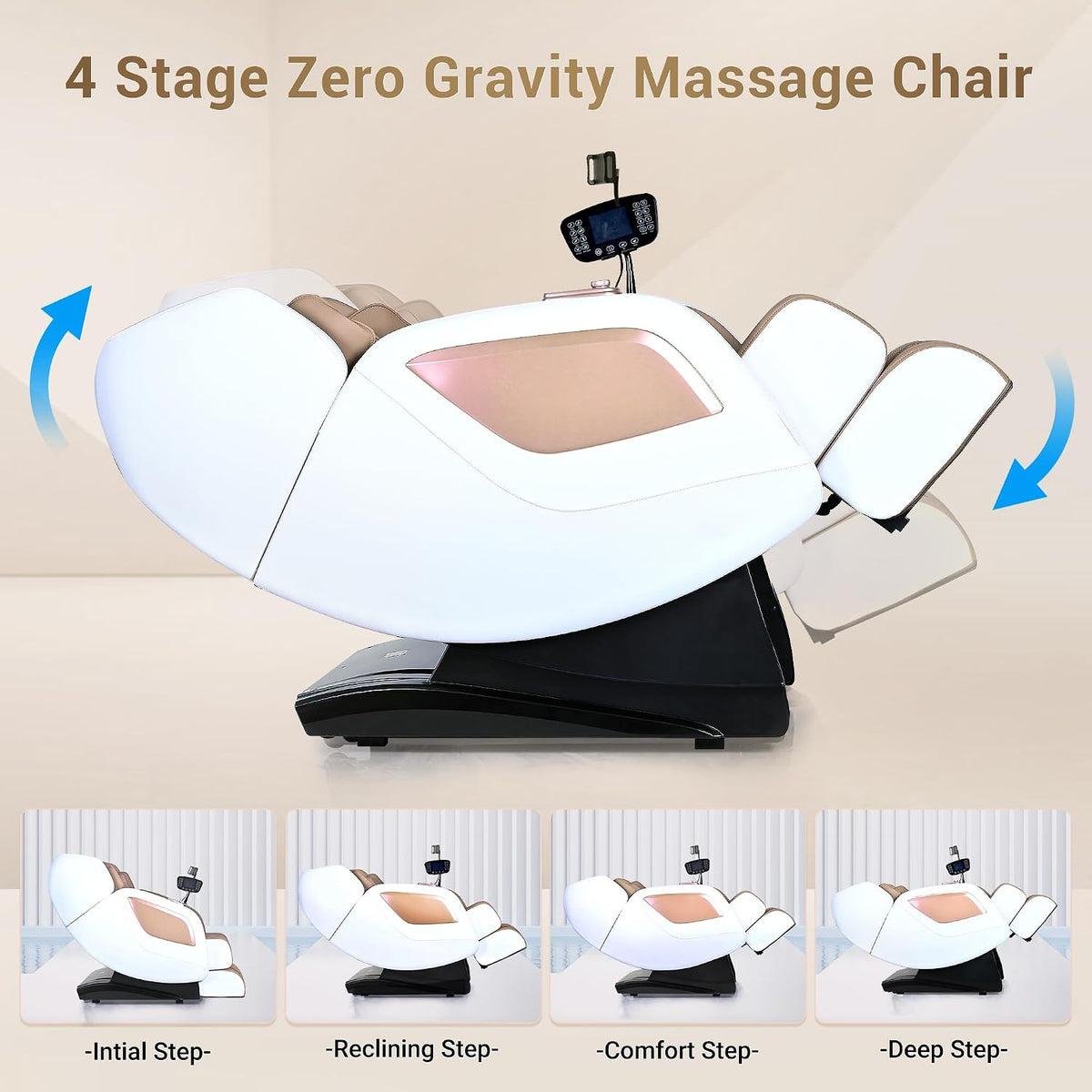 Massage Chair Full Body with Heat, Full Body Zero Gravity Shiatsu Massage Chair, Kneading Recliner W/ 20 Auto Modes, Foot Massage, Bluetooth, USB Charging Port, Touch Screen Controller