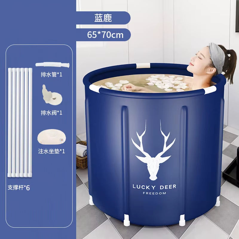Portable Foldable Bathtub Bucket Large Capacity Bathroom Ice Bath Winter Shower Bathtub Free Installation Adults Baby Swiming