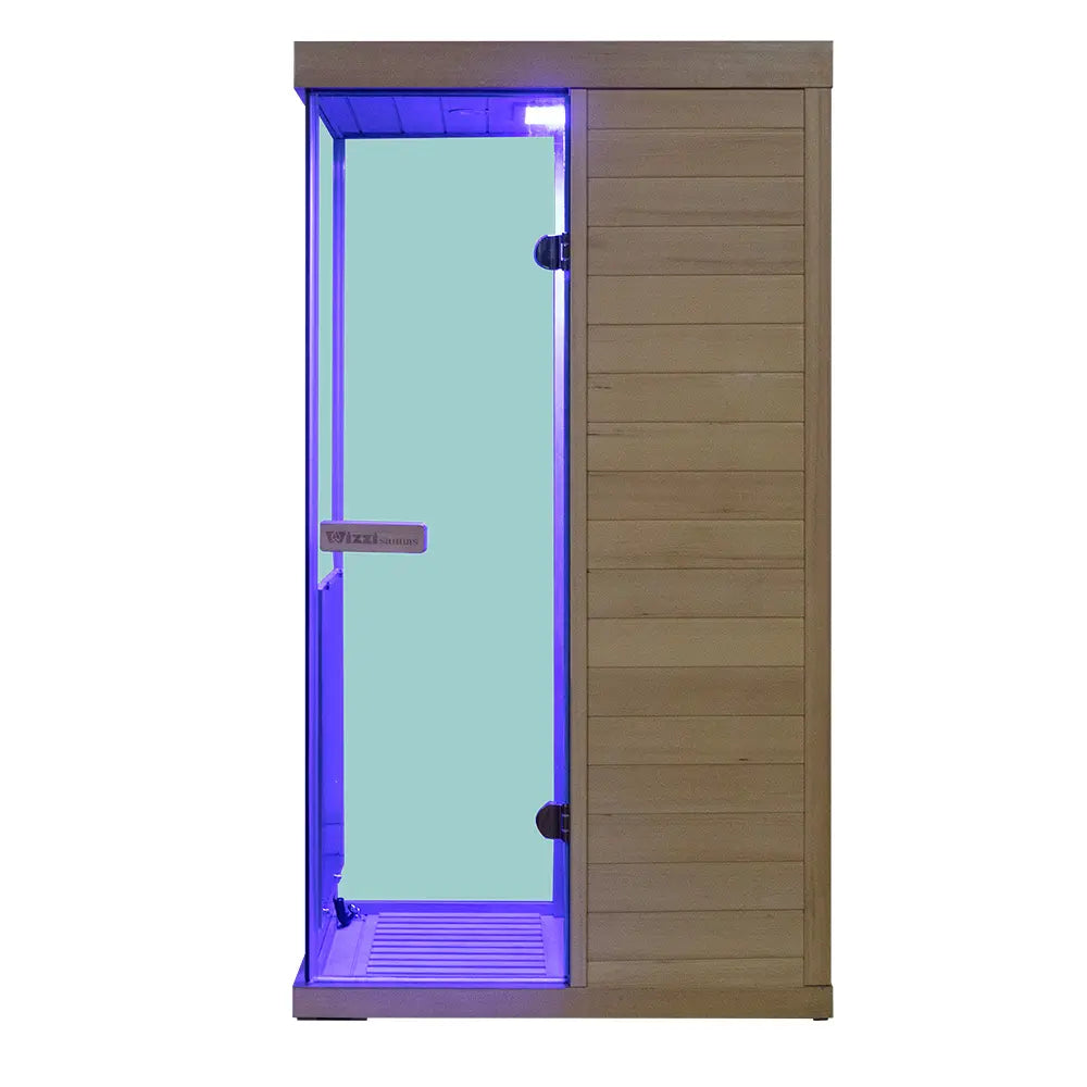 909MX Mini 1 Person Infrared Sauna 3 Sides Large glass panels