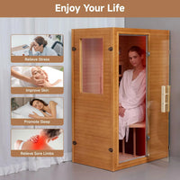 Infrared Sauna Home Sauna, Indoor Far Infrared Saunas for Home, 1 Person Canadian Hemlock Wooden Spa Room, 950W, Customized