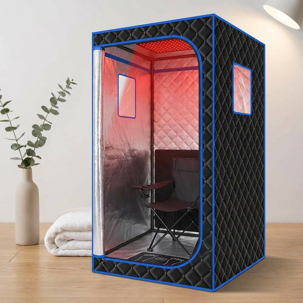 1-Person Home Infrared Sauna Tent with 660Nm Red Light Therapy, Heating Foot Pad & Reinforced Chair — Studio Shot