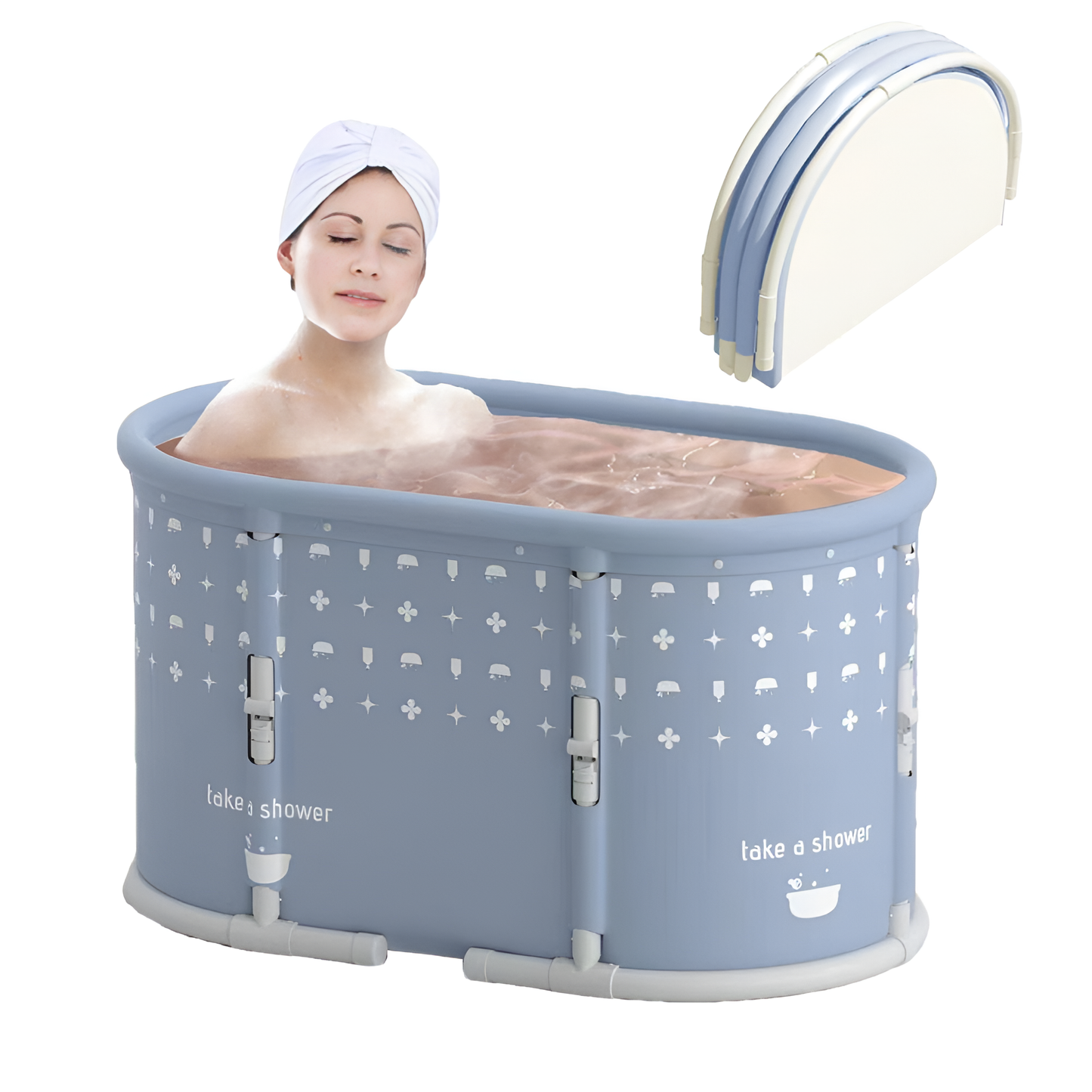 Portable Foldable Bathtub for Adults – Large Capacity Soaking Tub, No Installation, Freestanding Spa Bath, Gray