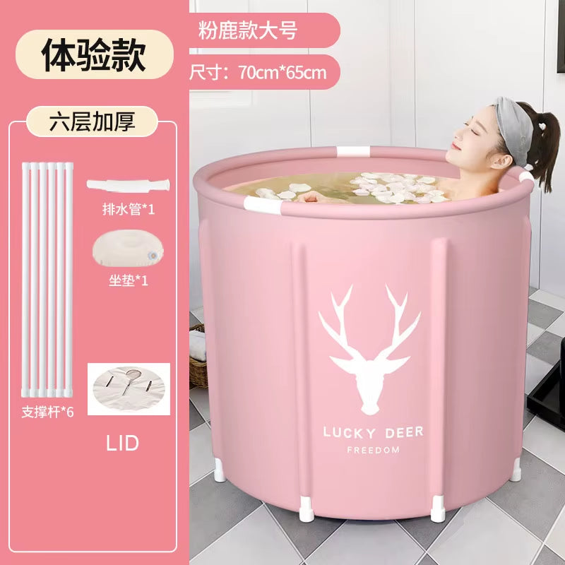 Portable Foldable Bathtub Bucket Large Capacity Bathroom Ice Bath Winter Shower Bathtub Free Installation Adults Baby Swiming
