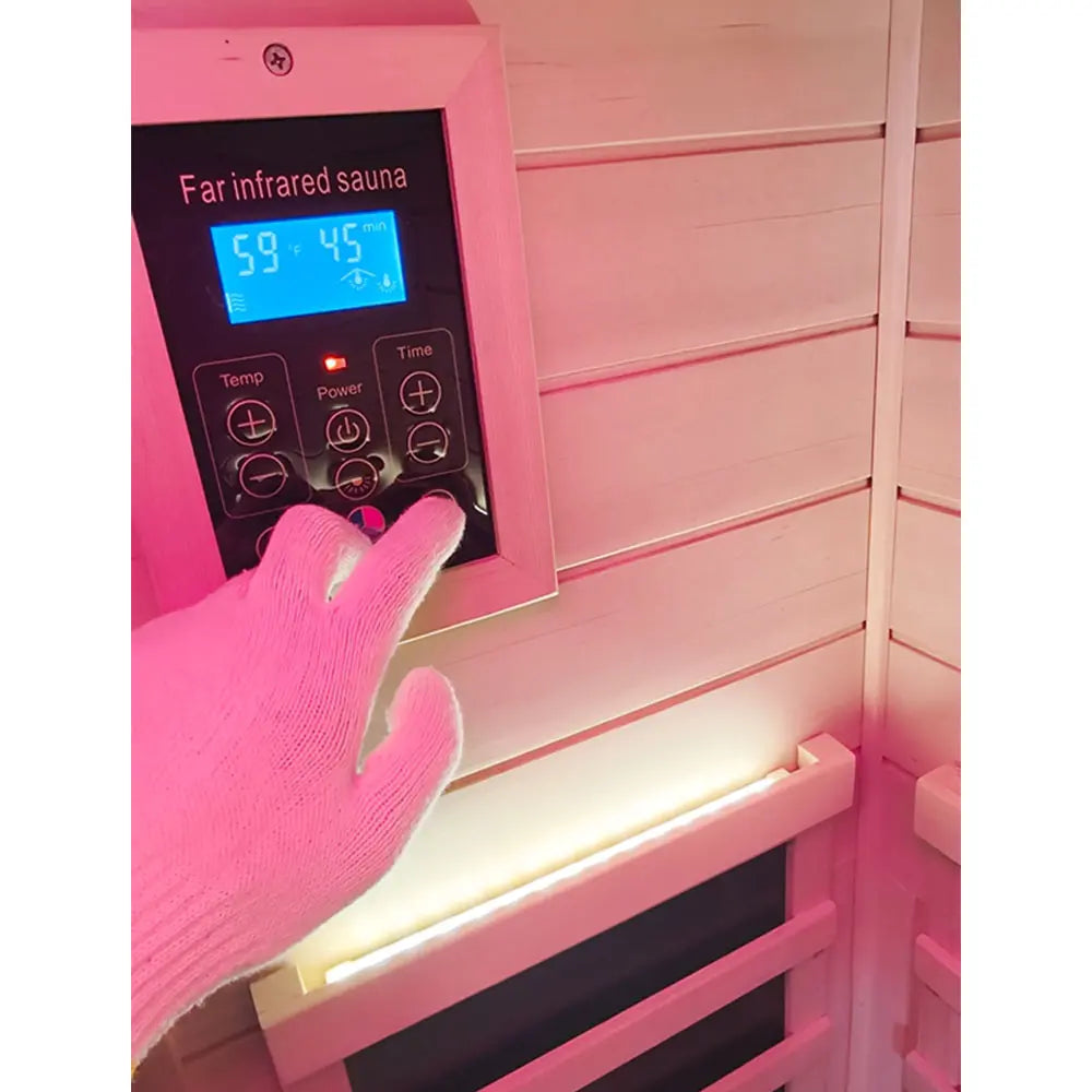 909MX Mini 1 Person Infrared Sauna 3 Sides Large glass panels