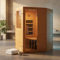 Infrared Sauna Home Sauna, Indoor Far Infrared Saunas for Home, 1 Person Canadian Hemlock Wooden Spa Room, 950W, Customized — Studio Shot