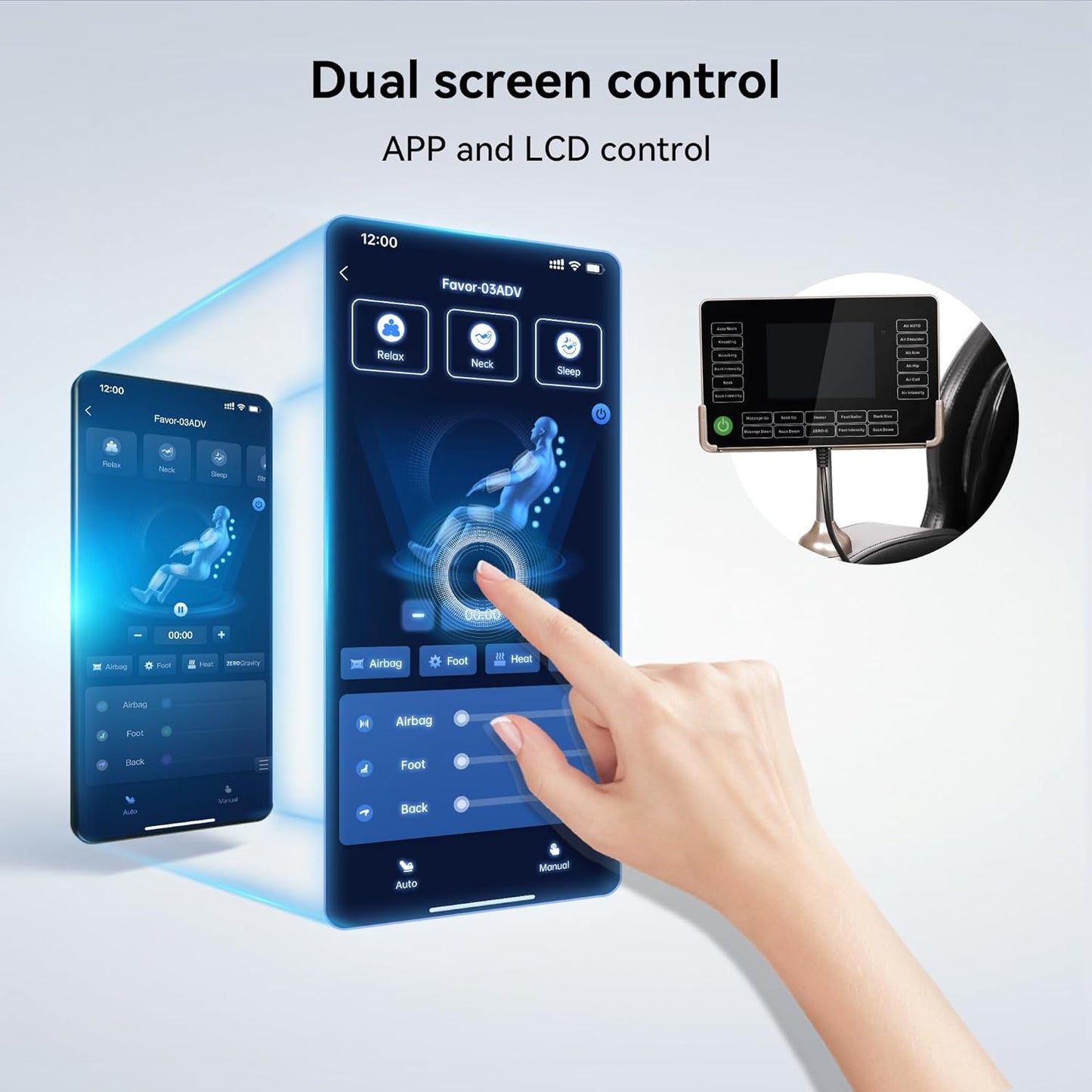 Full Body Massage Chair of Dual-Core S Track,Shiatsu Massage Recliner of Zero Gravity with APP and LCD Control,Bluetooth,Home or Office Use,Blue and Khaki