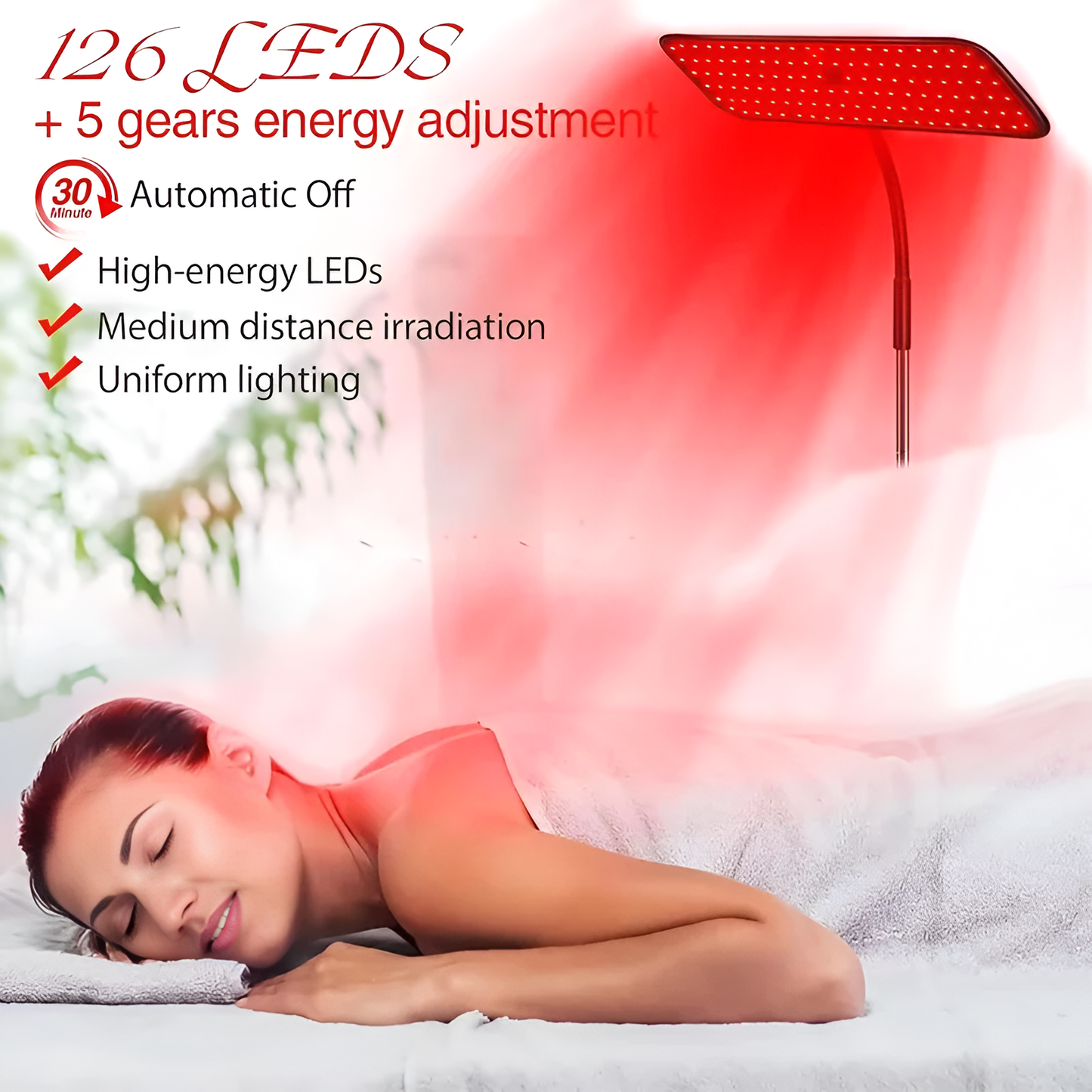 660nm 850nm LED Light Panel with Stand – 126 LEDs, Red & Near-Infrared Light for Home Wellness and Personal Care