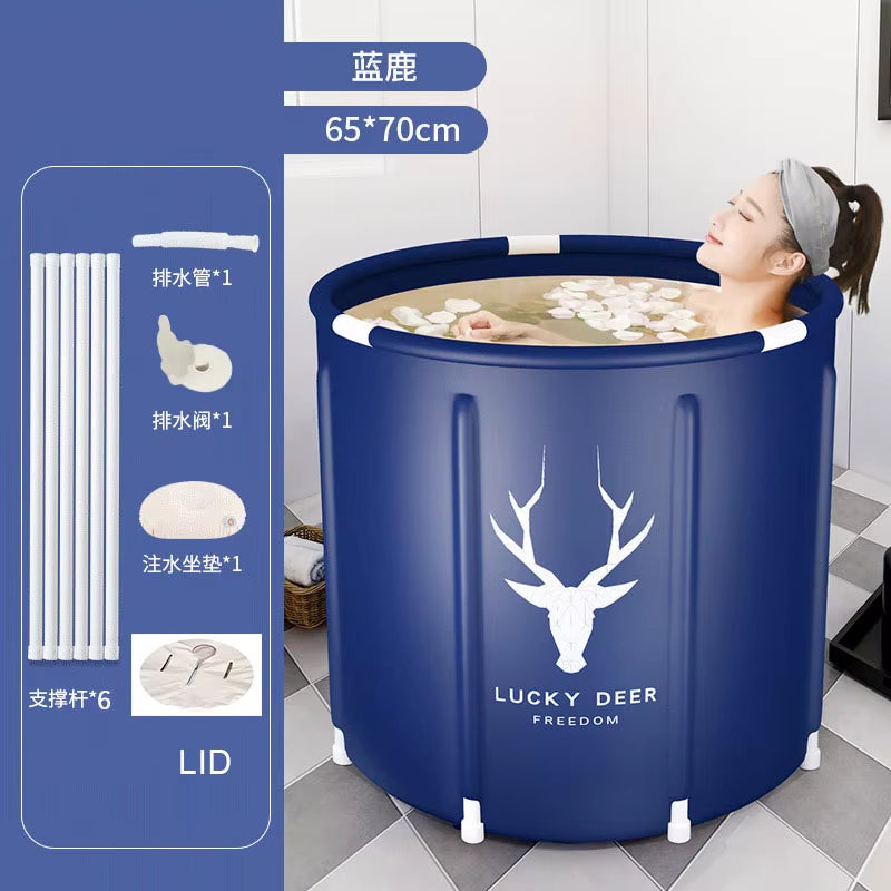 Portable Foldable Bathtub Bucket Large Capacity Bathroom Ice Bath Winter Shower Bathtub Free Installation Adults Baby Swiming