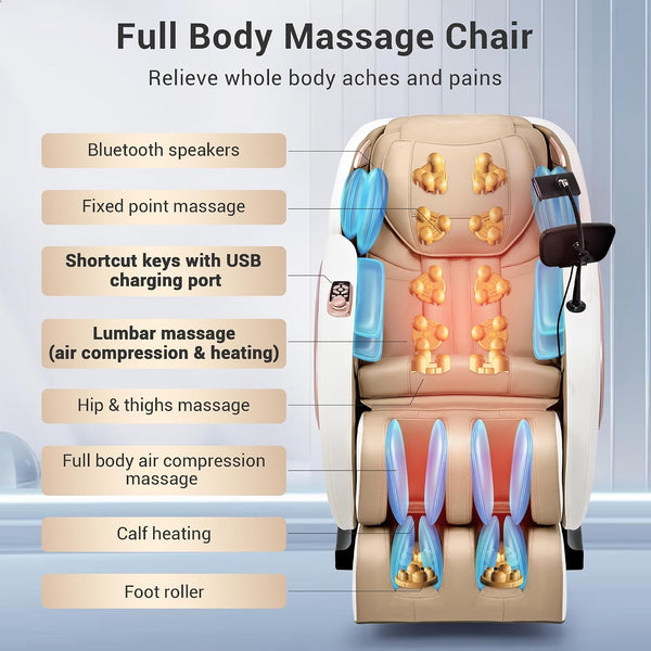 Massage Chair Full Body with Heat, Zero Gravity Shiatsu , Kneading Recliner W/ 20 Auto Modes, Foot Massage