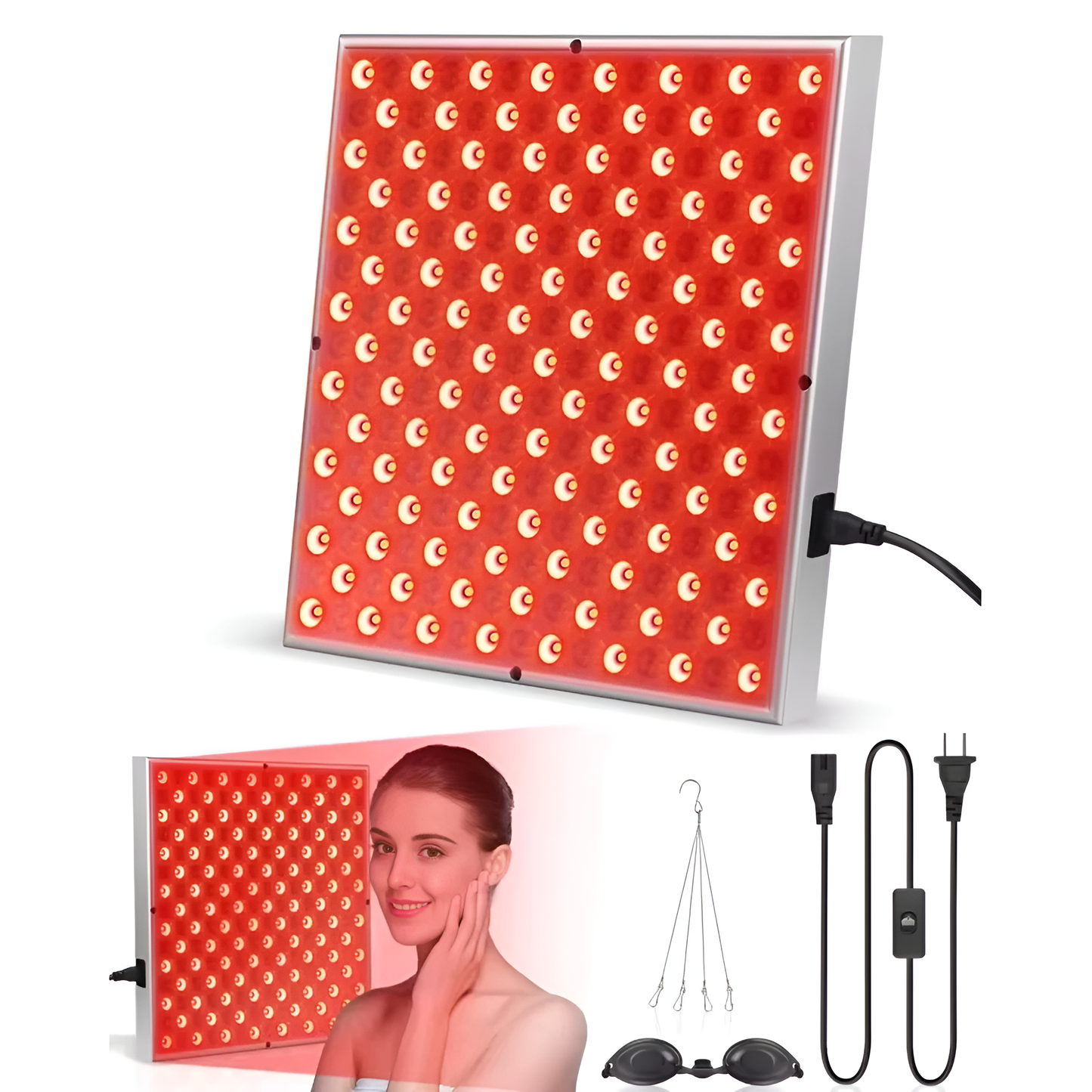 LED Red Light Panel Lamp – 225 LEDs, 660nm & 850nm Light Panel for Home Wellness and Personal Care Use
