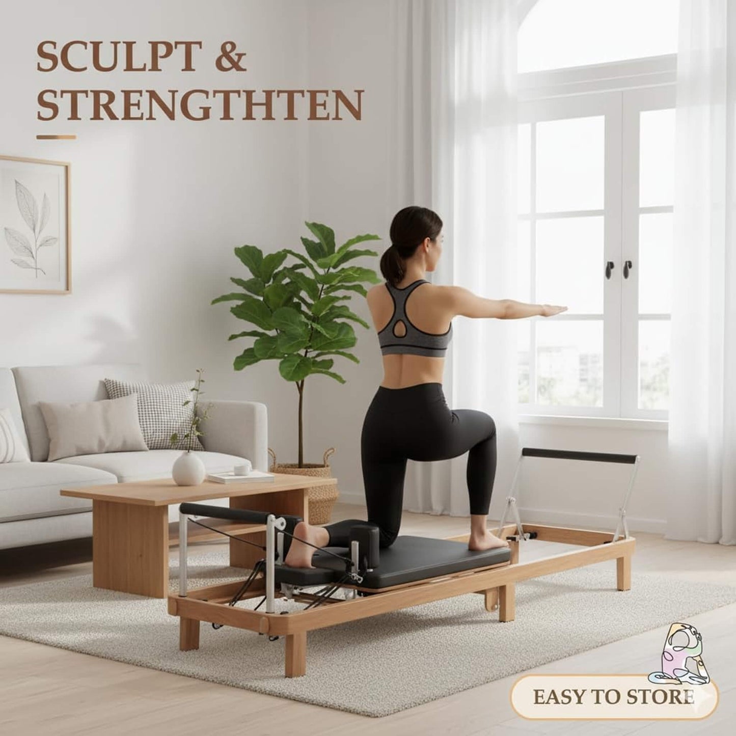 Core Pilates Apex Foldable Dual Resistance Pilates Reformer With Jumpboard (SAK83914)