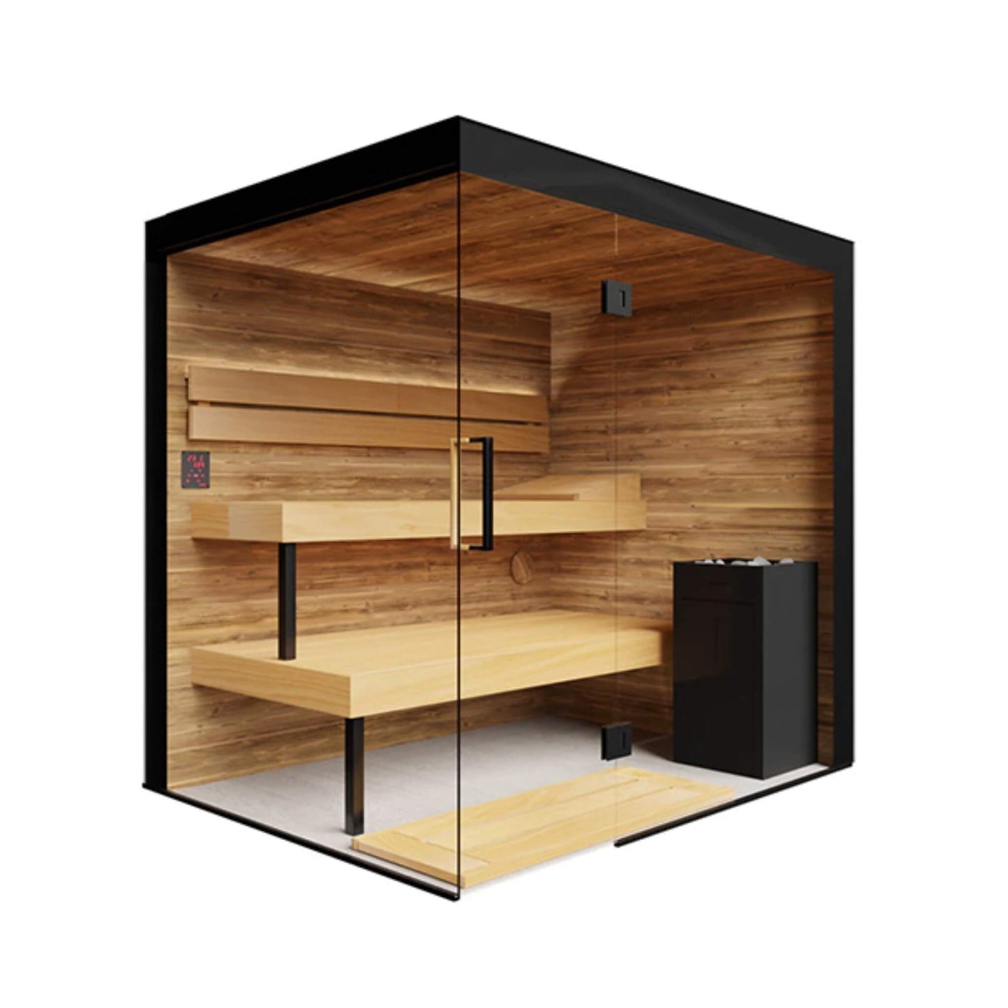 ThermaSol Lumaria Indoor Glass Sauna Cabin – 2 to 5 Person Home Sauna with Harvia Heater and LED Lighting