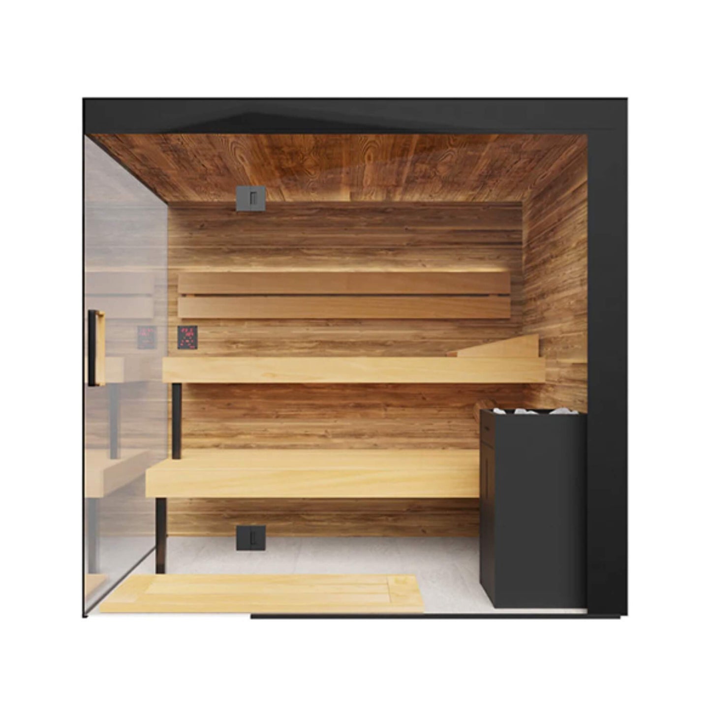 ThermaSol Lumaria Indoor Glass Sauna Cabin – 2 to 5 Person Home Sauna with Harvia Heater and LED Lighting