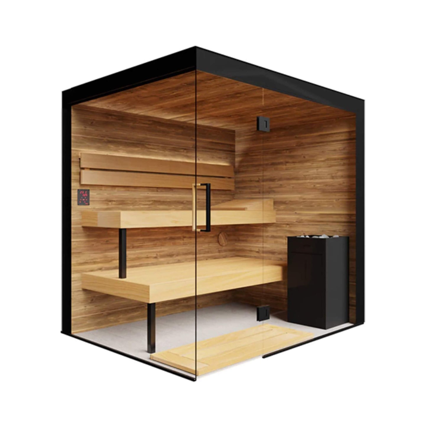 ThermaSol Lumaria Indoor Glass Sauna Cabin – 2 to 5 Person Home Sauna with Harvia Heater and LED Lighting
