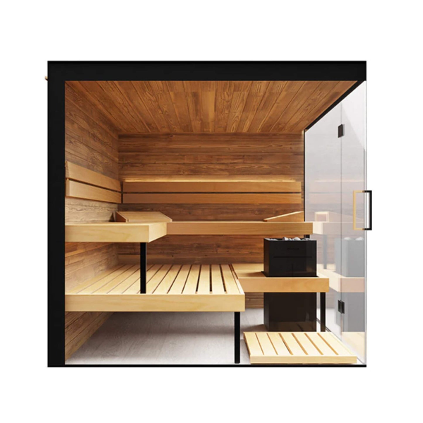 ThermaSol Lumaria Indoor Glass Sauna Cabin – 2 to 5 Person Home Sauna with Harvia Heater and LED Lighting
